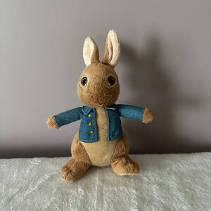 Peter Rabbit Plush Toy Brown Blue Jacket 7" Stuffed Animal Baby Gift collectible